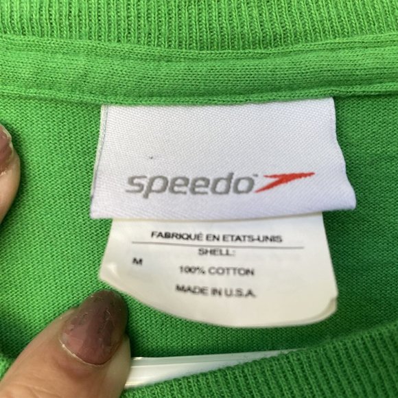 Vintage Speedo Men's T Shirt Green Tropical Flower Medium Made in USA - Picture 6 of 8